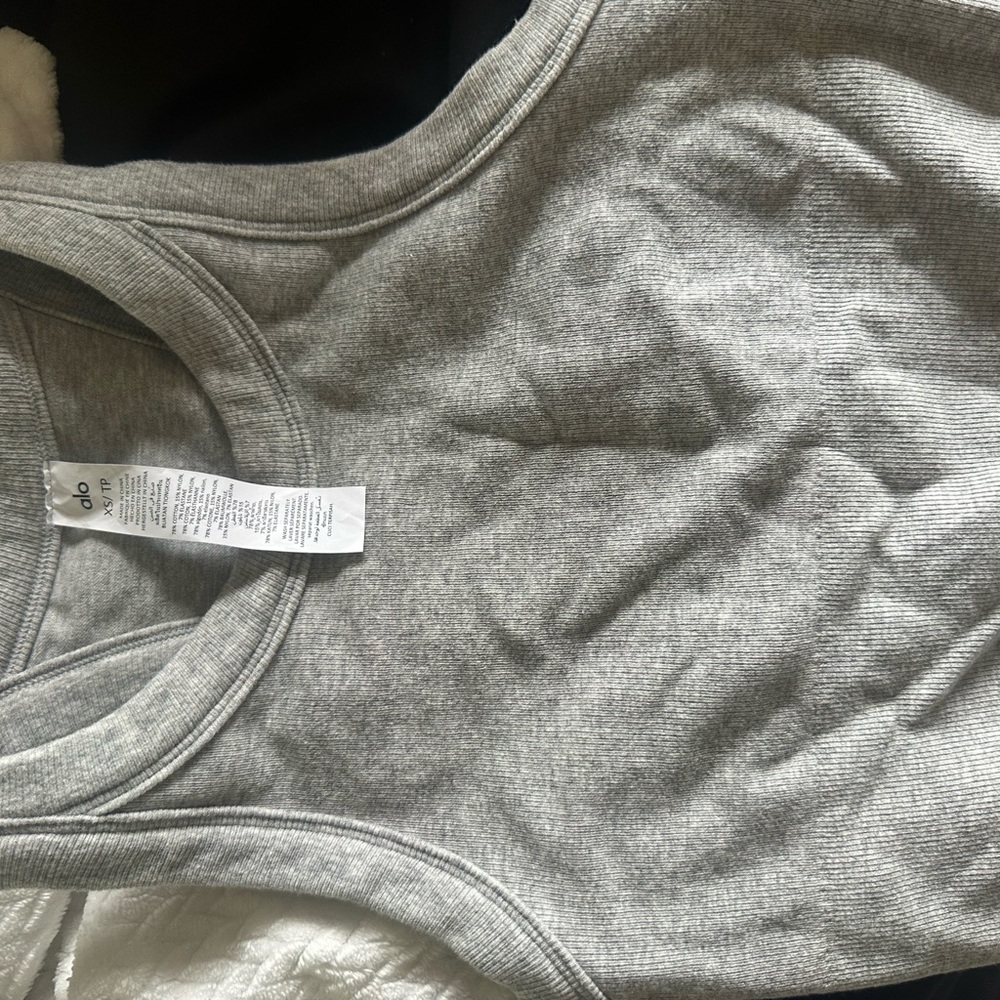 Gray Ribbed AloTank Top